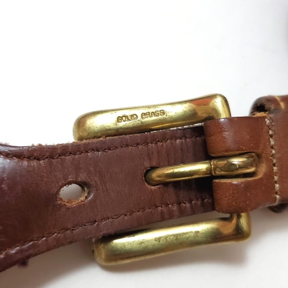 Dooney and Bourke - Purple and Red striped wool, leather, and brass belt - Picture 5 of 5